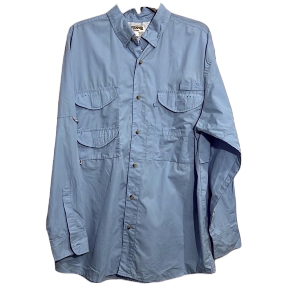 Outdoor By Hilton Long Sleeved Ventilated Fishing Shirt - Blue - Size Large